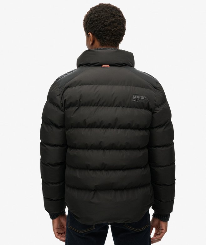 Sports Puffer Black Jacket-Back view