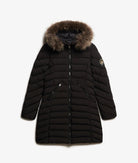 Superdry Ladies Fuji Faux Fur Hood Mid Length Puffer-Black BLACK side view