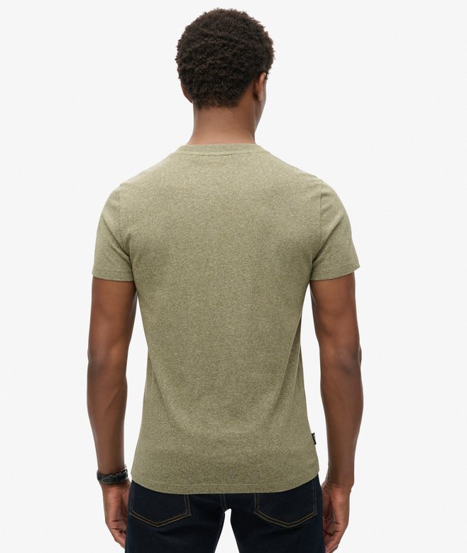 Essential Logo Emb Tee-Ash Olive Marl-Back view