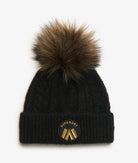 Superdry Ladies Cable Luxe Knit Beanie Hat-Black Black front view