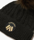 Superdry Ladies Cable Luxe Knit Beanie Hat-Black Black detail view