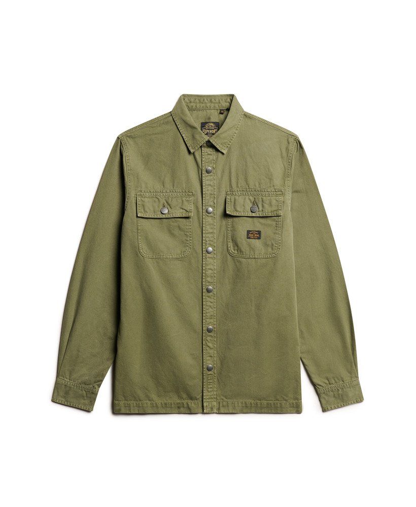 Canvas Workwear Overshirt-Chive Green-Front view