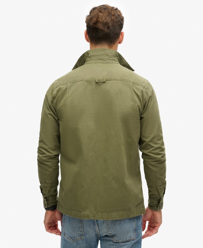 Canvas Workwear Overshirt-Chive Green-Back view