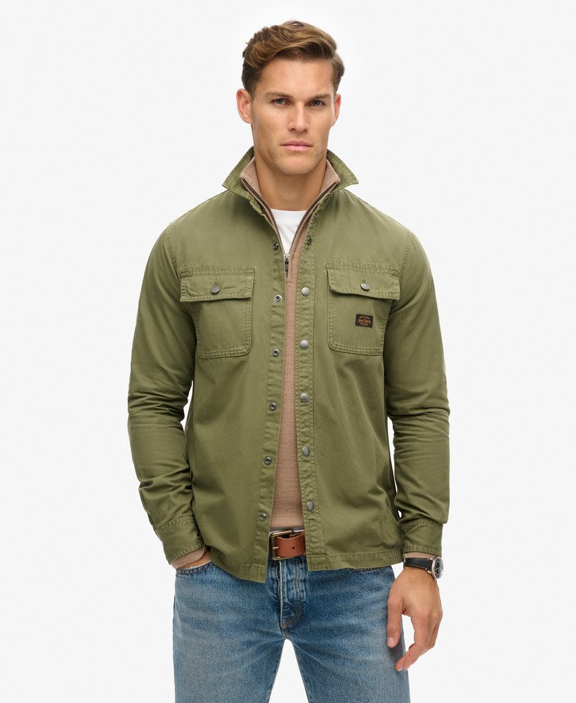 Canvas Workwear Overshirt-Chive Green