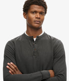 SUPERDRY Lightweight Textured Grandad Top-Washed Black WASHED BLACK detail view