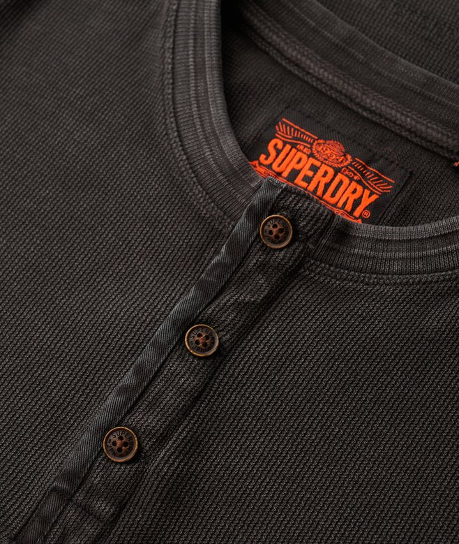 SUPERDRY Lightweight Textured Grandad Top-Washed Black WASHED BLACK side view