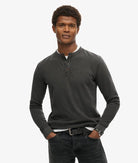 SUPERDRY Lightweight Textured Grandad Top-Washed Black WASHED BLACK front view