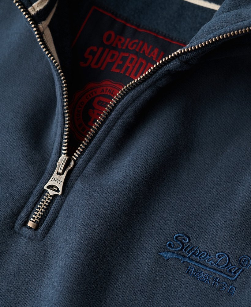 Essential Logo Henley-Navy-Zip opening view