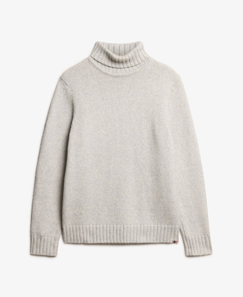 Brushed Roll Neck Jumper-Glacier Grey-Front view