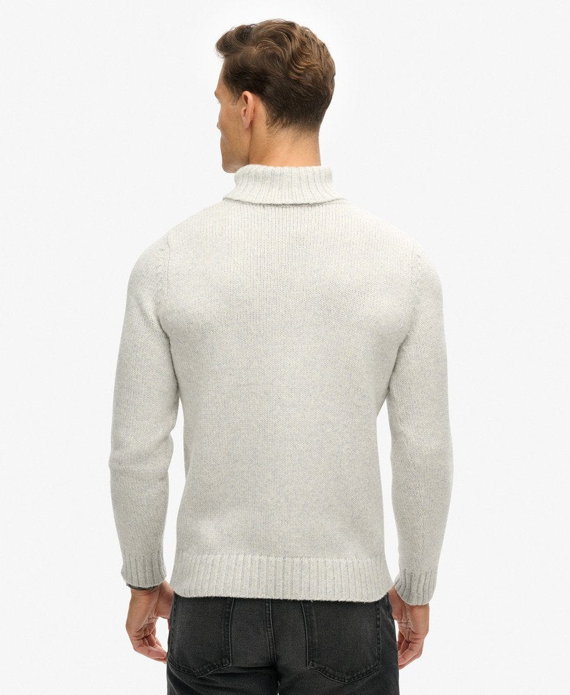 Brushed Roll Neck Jumper-Glacier Grey-Back view