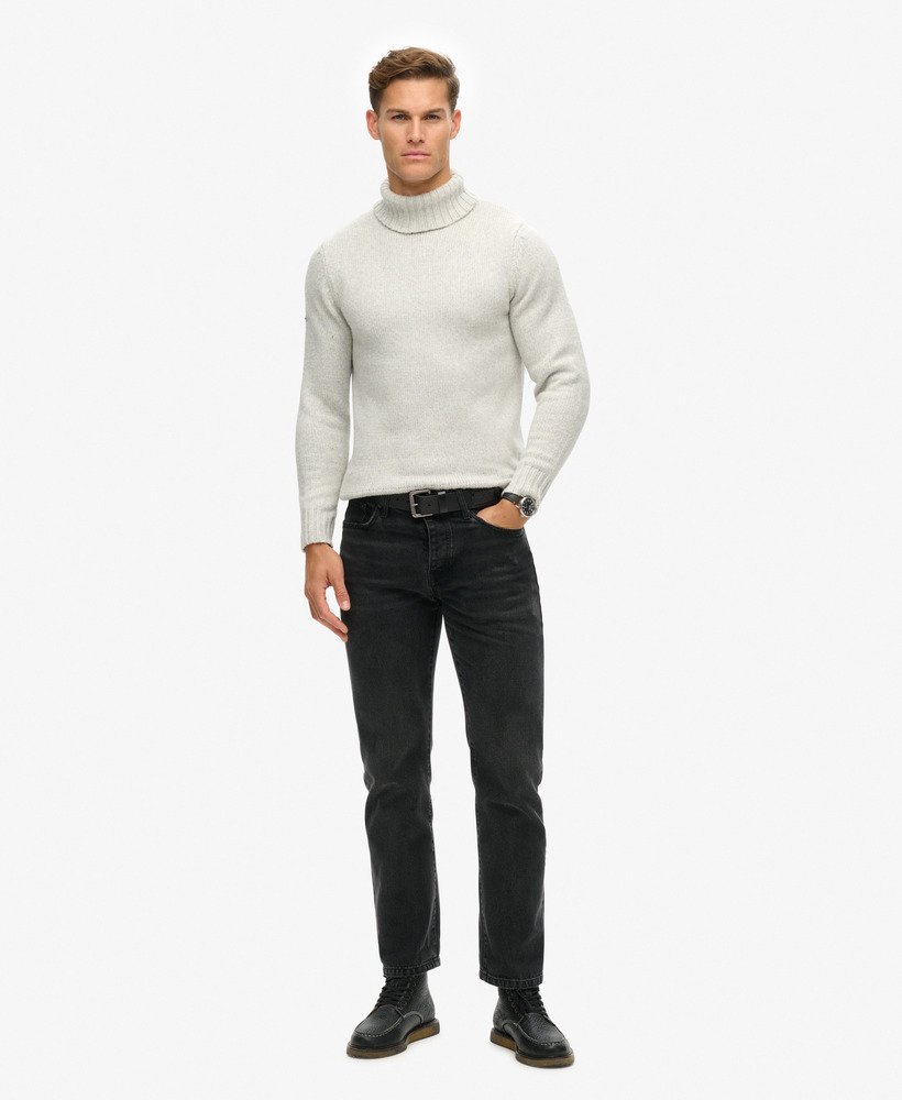 Brushed Roll Neck Jumper-Glacier Grey-Full model view