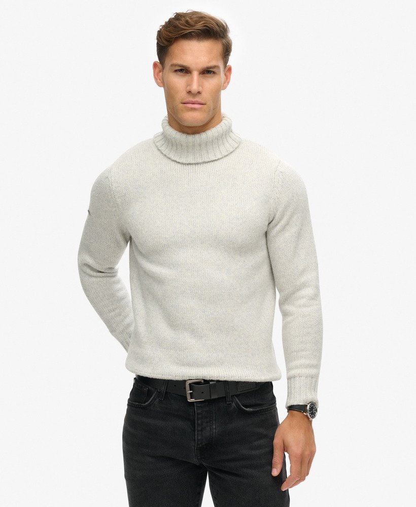 Brushed Roll Neck Jumper-Glacier Grey