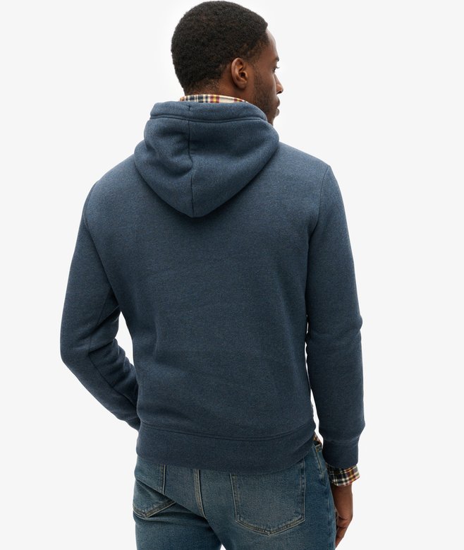 Essential Logo Hoodie-Vintage Navy Marl-Back view