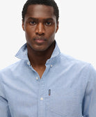 SUPERDRY Essentials Oxford Azure Blue Shirt AZURE BLUE CHAMBRAY OXFORD back view