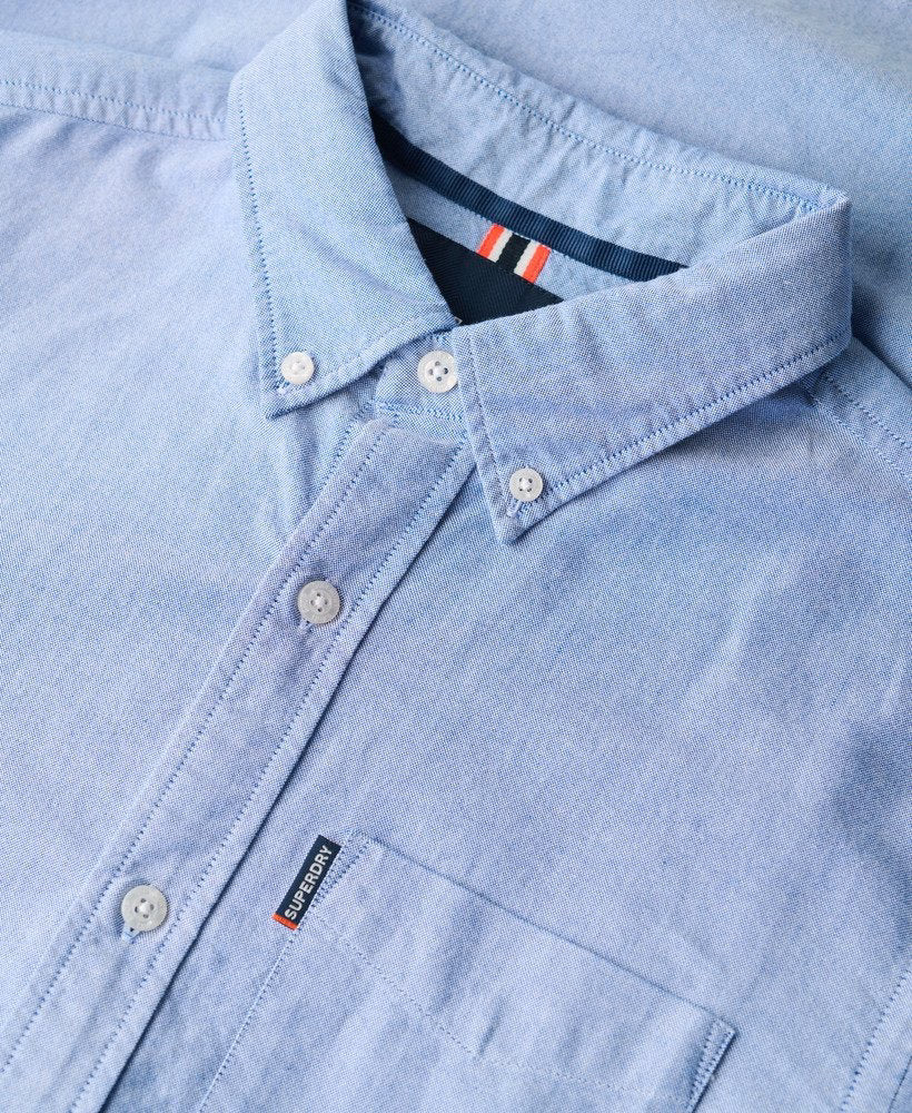 SUPERDRY Essentials Oxford Azure Blue Shirt AZURE BLUE CHAMBRAY OXFORD side view