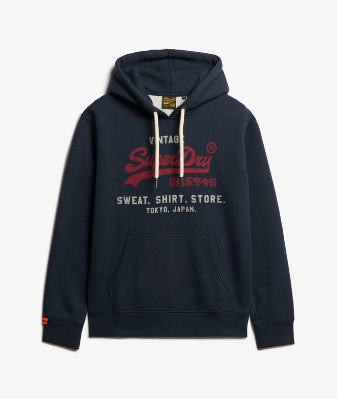 SUPERDRY Vintage Logo Heritage Relaxed Hoodie-Navy Marl Trench Navy Marl side view