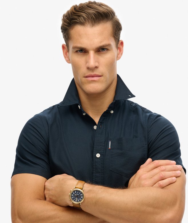 SUPERDRY Oxford Short Sleeve Shirt-Eclipse Navy Eclipse Navy detail view