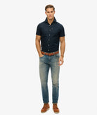 SUPERDRY Oxford Short Sleeve Shirt-Eclipse Navy Eclipse Navy model front view