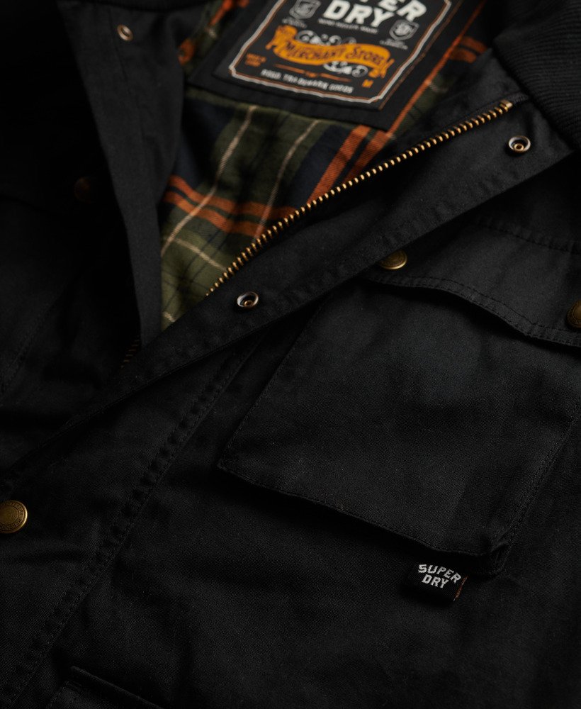 SUPERDRY Merchant Wax Racer Black Jacket BLACK close up view