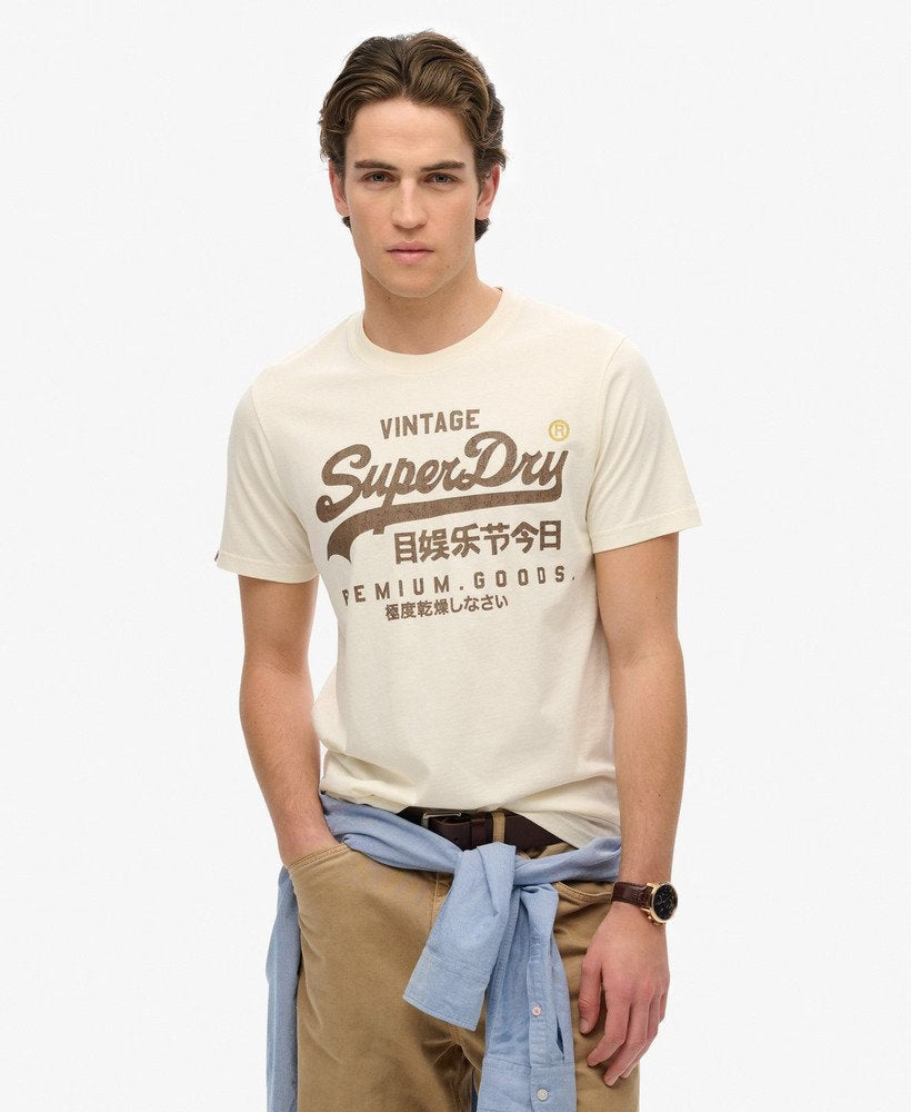 SUPERDRY Vintage Logo Workwear Relaxed Tee-Riff White Riff White front view