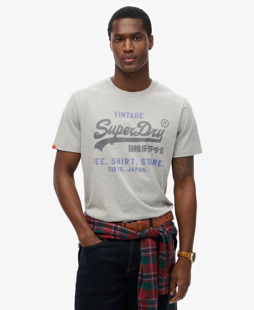 SUPERDRY Vintage Logo Heritage Relaxed Tee-College Grey Marl College Grey Marl front view
