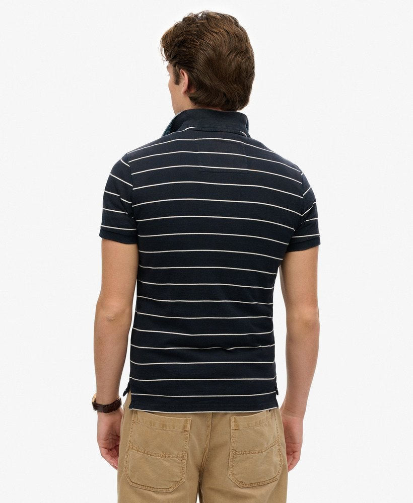 Vintage Athletic Jersey Polo-Eclipse Navy Stripe-Back view