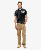 Vintage Athletic Jersey Polo-Eclipse Navy Stripe-Full model view