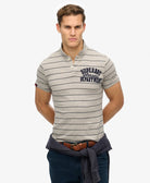 SUPERDRY Vintage Athletic Jersey Polo-Grey Stripe Grey Stripe front view