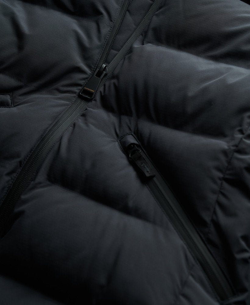 City Mid Padded Ebony Jacket-Zip pocket close up 