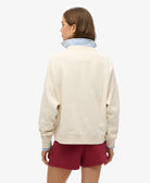 Superdry Ladies Athletic Essentials Relaxed Applique Off White Sweatshirt Desert Bone Off White detail view
