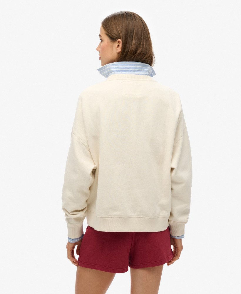 Superdry Ladies Athletic Essentials Relaxed Applique Off White Sweatshirt Desert Bone Off White detail view