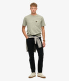 SUPERDRY Contrast Stitch Pocket Washed Sage Green T-shirt Washed Sage Green model front view
