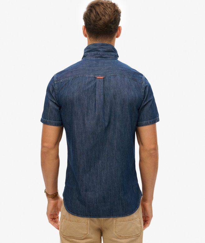 Essential Short Sleeve Denim Shirt-Rinse Wash