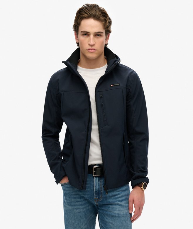 Hooded Soft Shell Navy Trekker Jacket