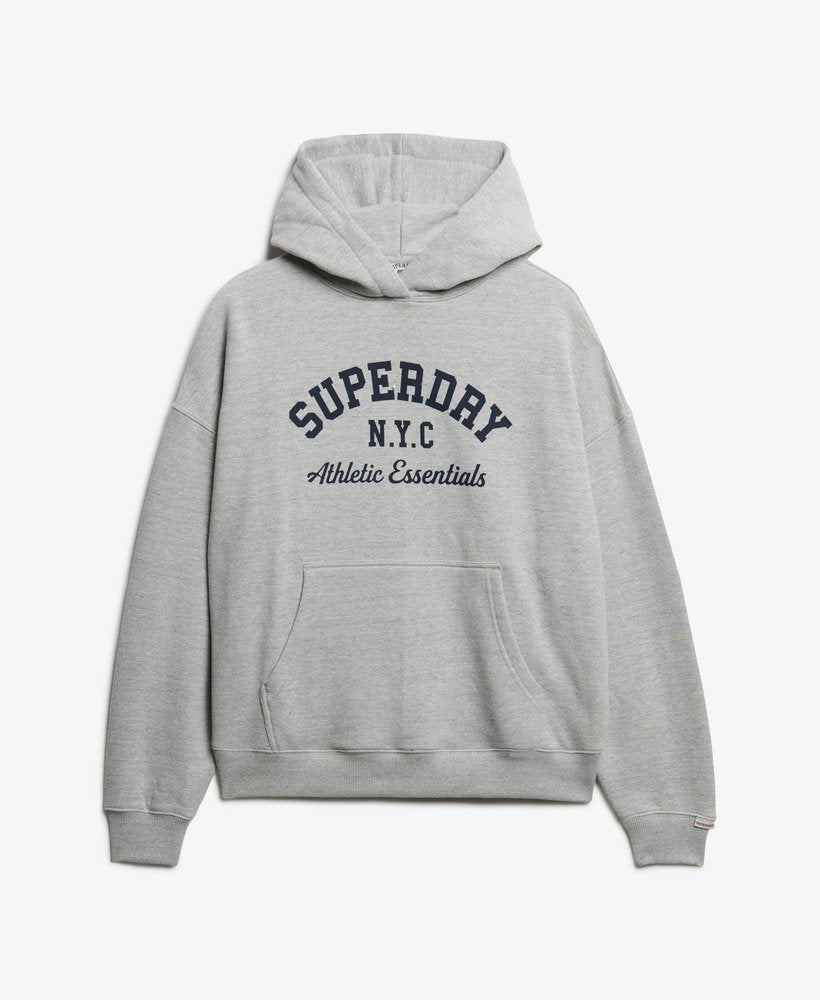 Superdry Ladies Athletic Essentials Relax Hood-Athletic Grey Marl Athletic Grey Marl flat front view