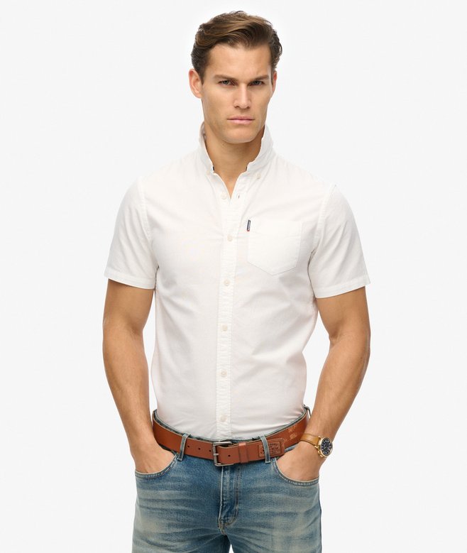 Men's Oxford Short Sleeve Shirt-Optic-Front View