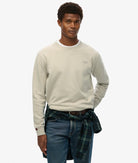 SUPERDRY Essential Logo Crew Sweatshirt-Light Stone Beige Light Stone Beige front view