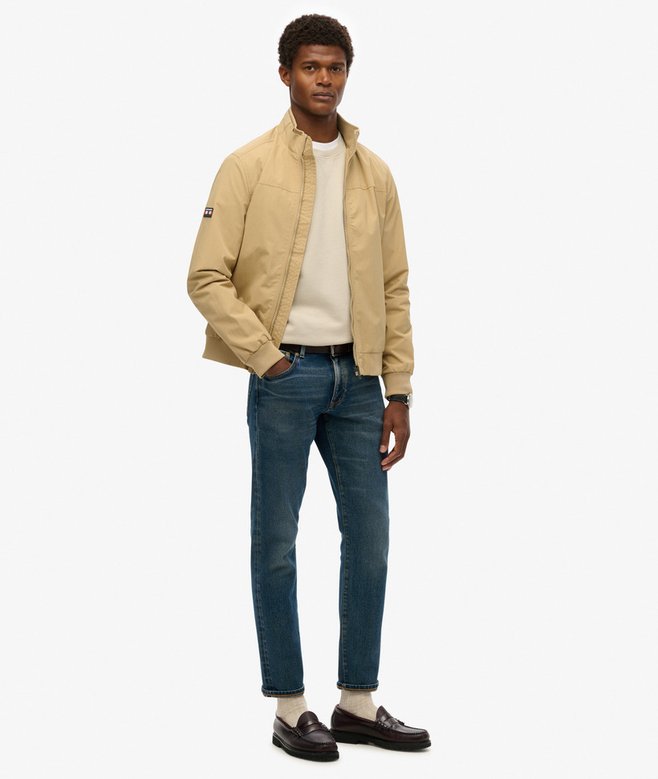 SUPERDRY Nylon Harrington Jacket-Canyon Beige Canyon Beige model front view
