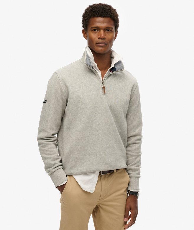 Men'Core Pique Henley-Grey Marl-Closer View of Front