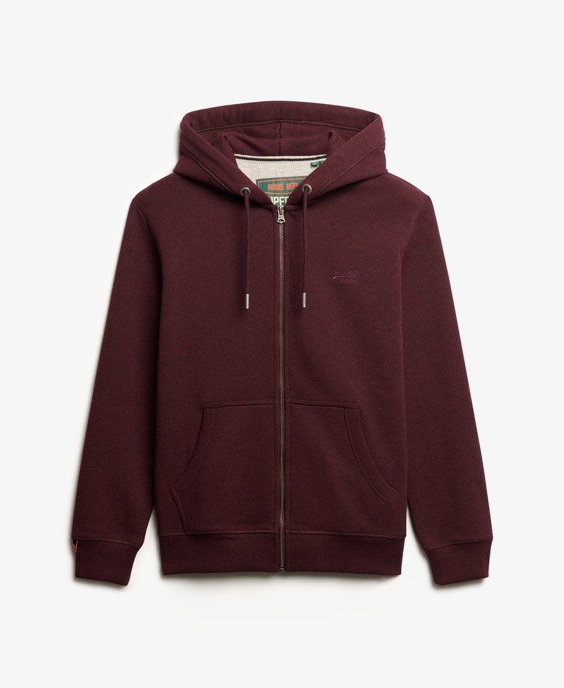 Essential Logo Zip Hoodie-Tawny Port Marl