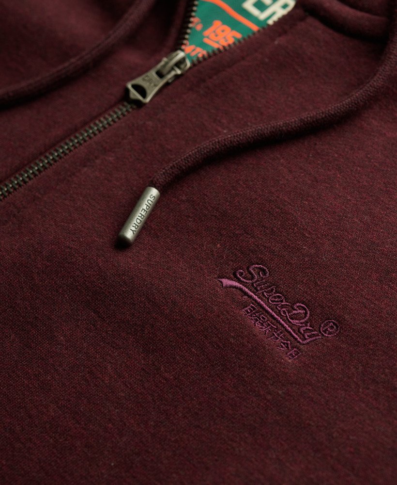 Essential Logo Zip Hoodie-Tawny Port Marl-Chest logo view