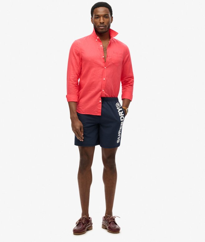 SUPERDRY Sport Graphic Nautical Navy Swim Short Nautical Navy model front view