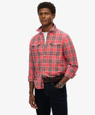 SUPERDRY Merchant Linen Red Check Shirt RED CHECK front view