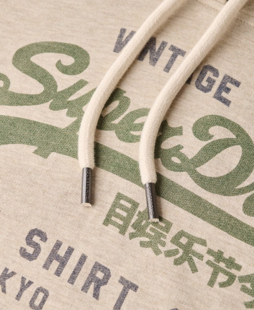 SUPERDRY Vintage Logo Pelican Beige Heritage Relaxed Hoodie Pelican Beige Marl side view