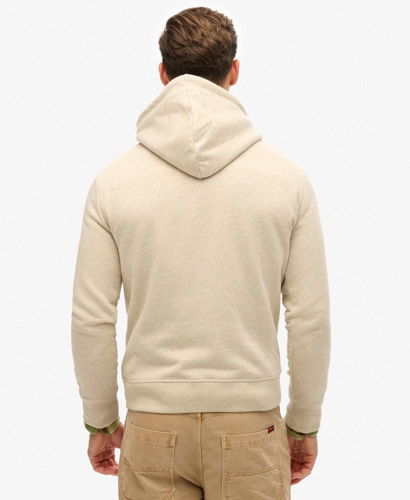 SUPERDRY Vintage Logo Pelican Beige Heritage Relaxed Hoodie Pelican Beige Marl detail view