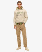 SUPERDRY Vintage Logo Pelican Beige Heritage Relaxed Hoodie Pelican Beige Marl model front view