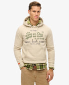 SUPERDRY Vintage Logo Pelican Beige Heritage Relaxed Hoodie Pelican Beige Marl front view