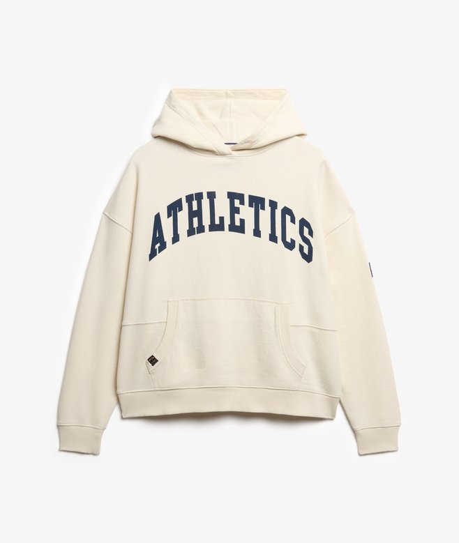Athletic Essentials Off White Relaxed Hoodie-Front view