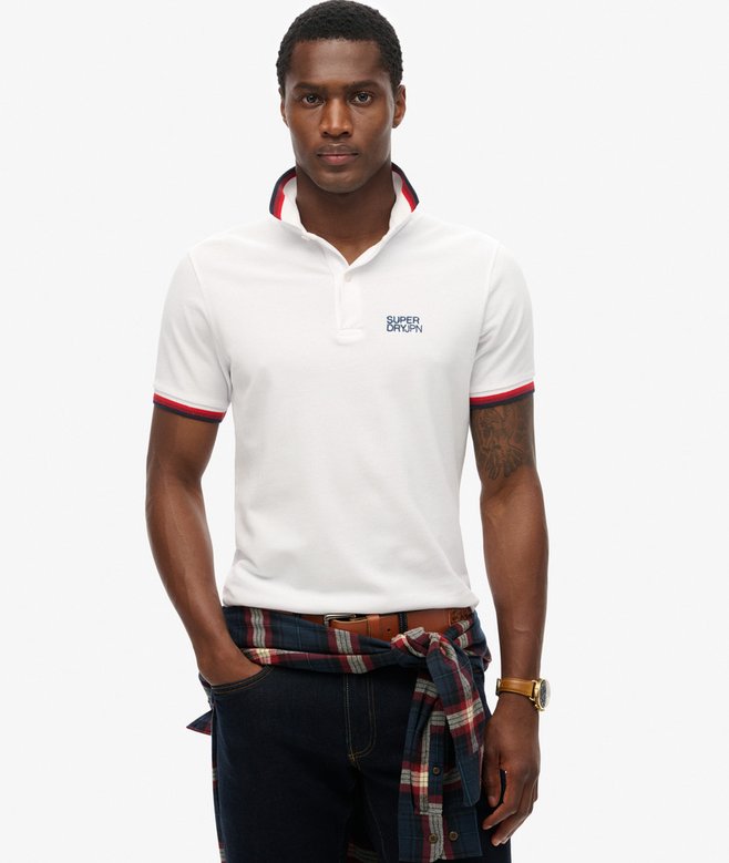 Men's Sportswear Relaxed Tipped Polo-Brilliant White-Model Front View