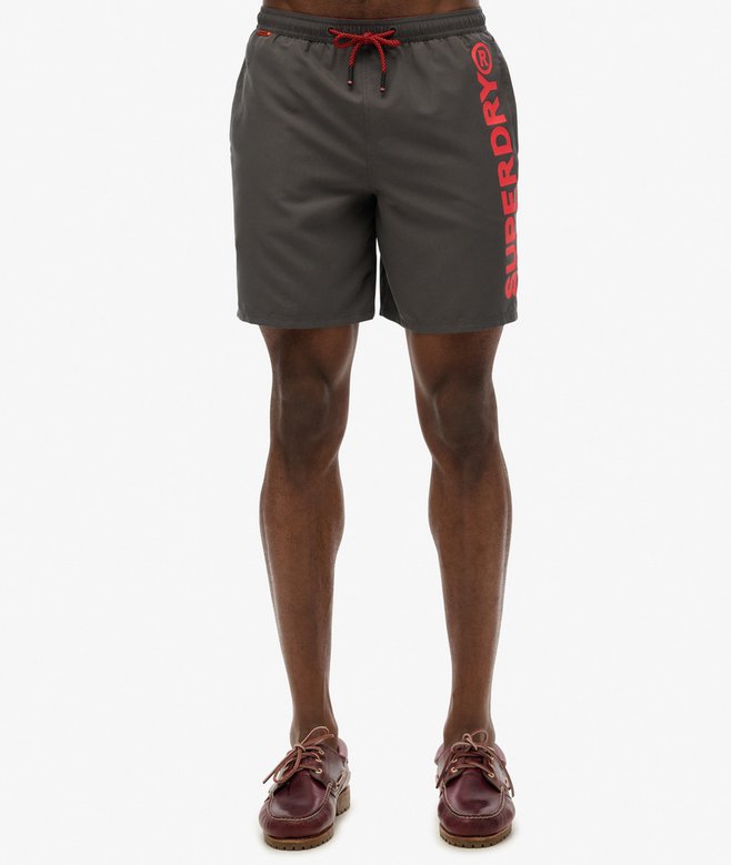 Men's Sport Graphic 17 Swim Short-Charcoal-Front View